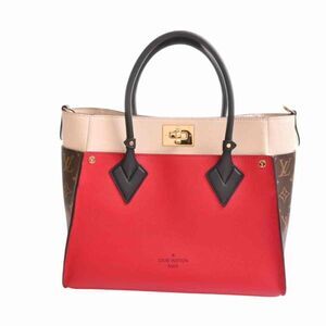 Louis Vuitton Taurillon On My Side 2 Way Tote Bag White Red Brown Leather